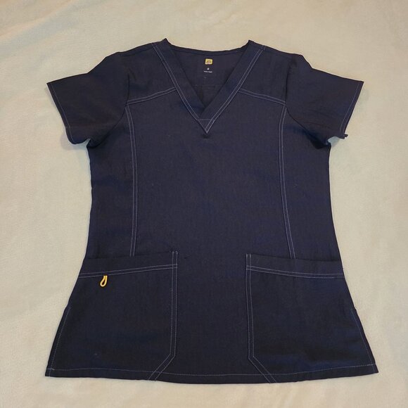 Wonderwink‎ Womens V-Neck Scrub Top S Short Sleeve Two-Pocket Cotton/Polyester - Picture 1 of 12
